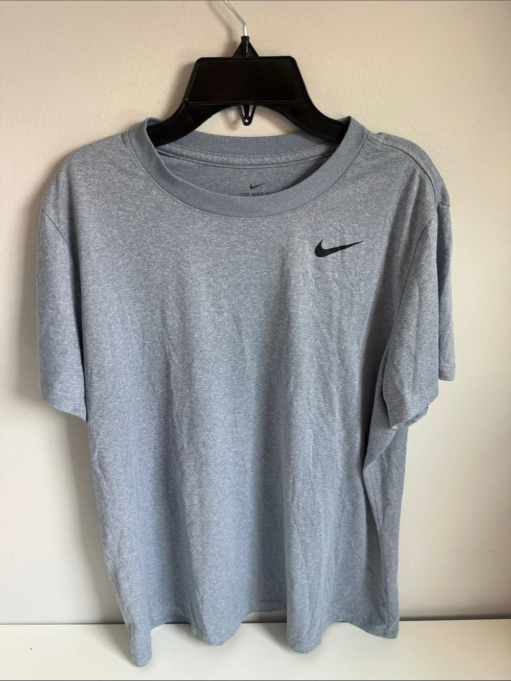 Nike Light Gray Short-Sleeve Crew T-Shirt with Black Swoosh